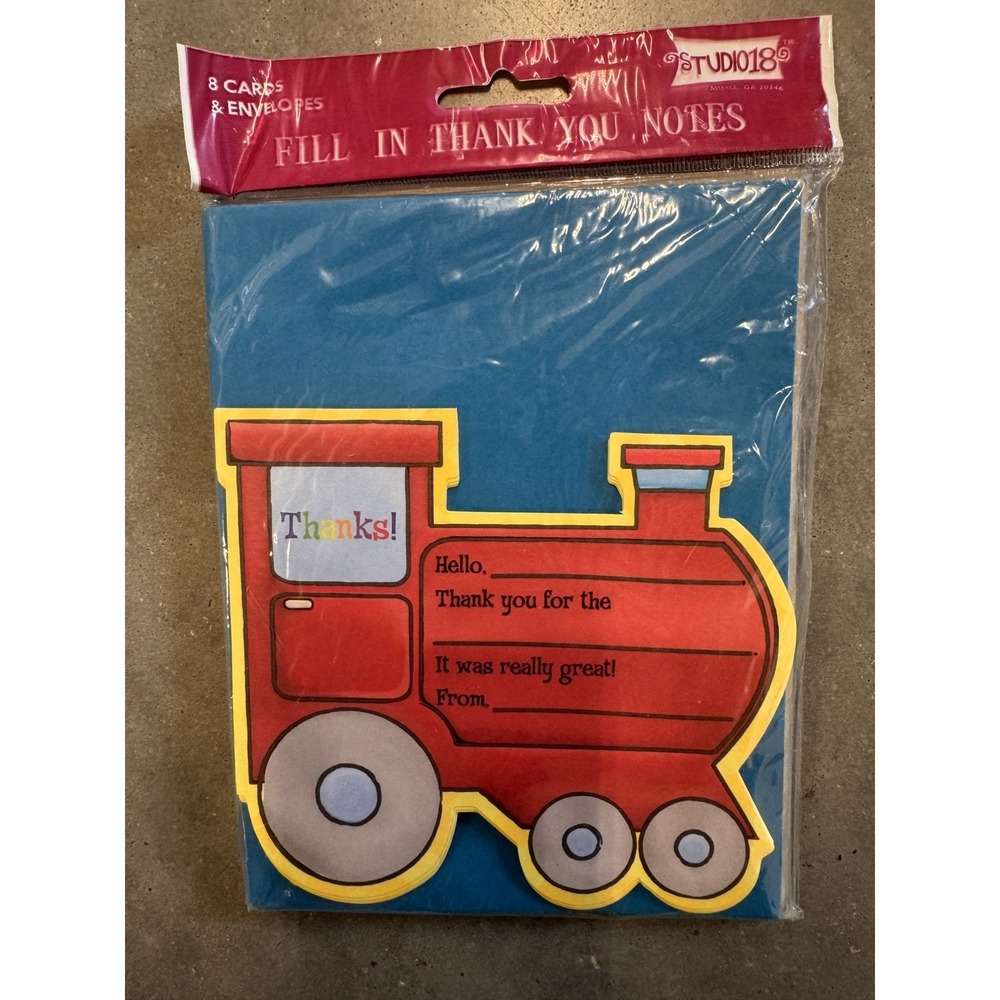 New Studio18 Train Thank You Notes Cards Envelopes‎ Kids Party Sealed